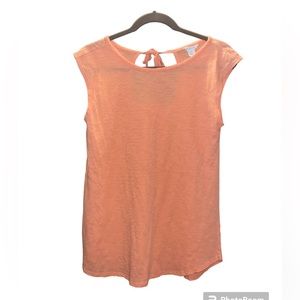 Caslon Tank Top Shirt XS Orange Cap Sleeve Open Tie Back Athleisure